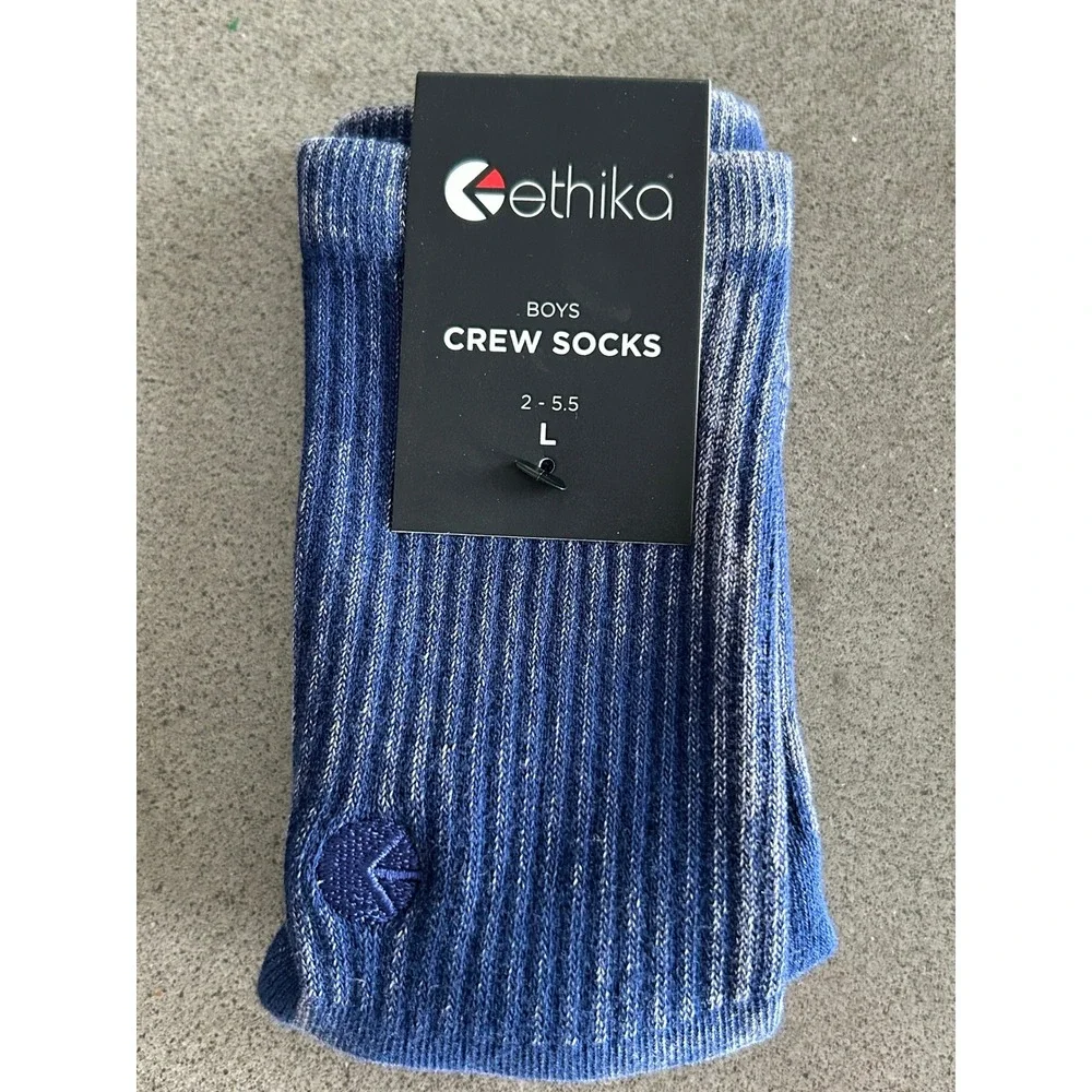 Ethika Boys Crew Socks 4 Pair Bundle Black Blue Green White Yellow Size L 2-5.5